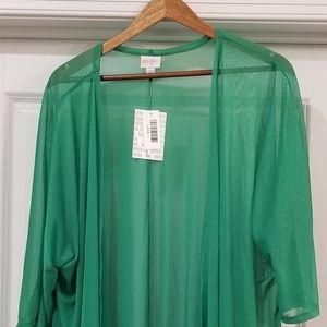 LulaRoe Lindsey Kimono - Green Jacquard Chiffon